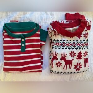 Hanna Andersson Red and White Kids Pajama Tops - Holiday Stripe & Reindeer